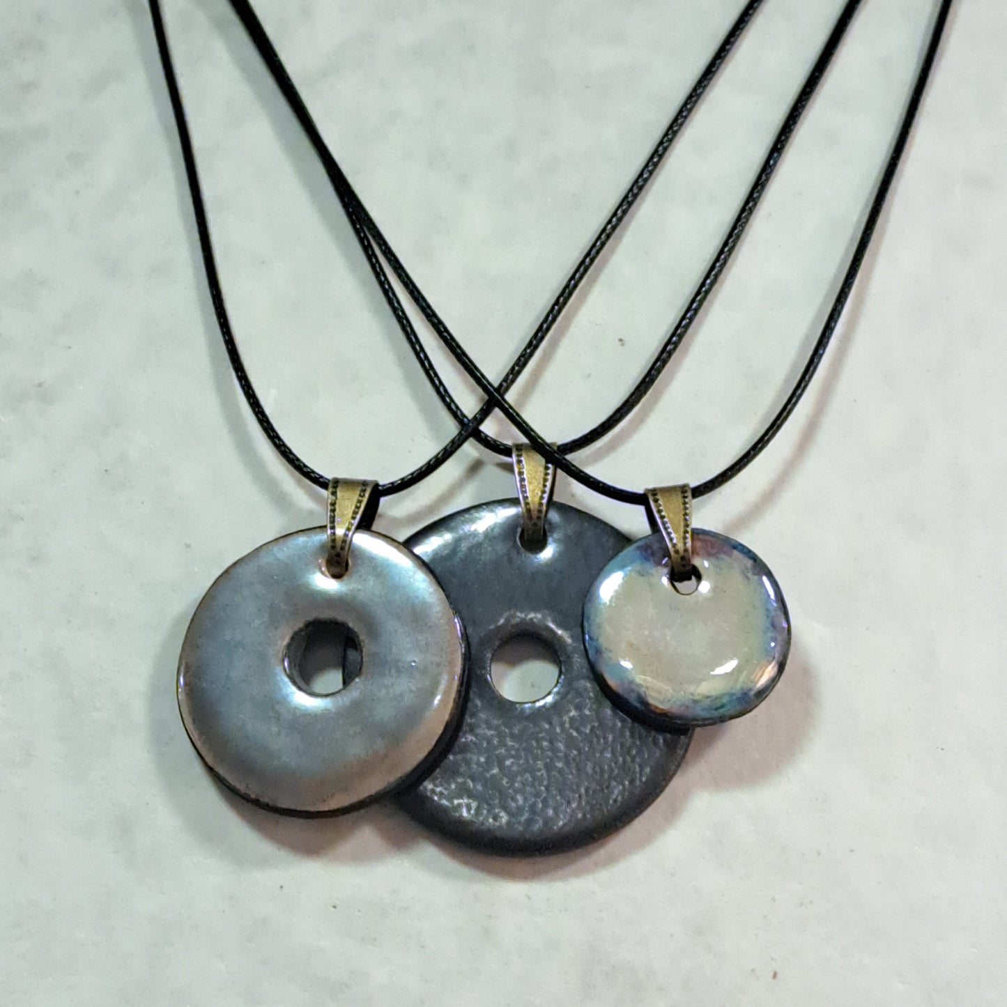 Collier pendentif TRIO noir marron glacé mercure CHRISTINE ALLOING