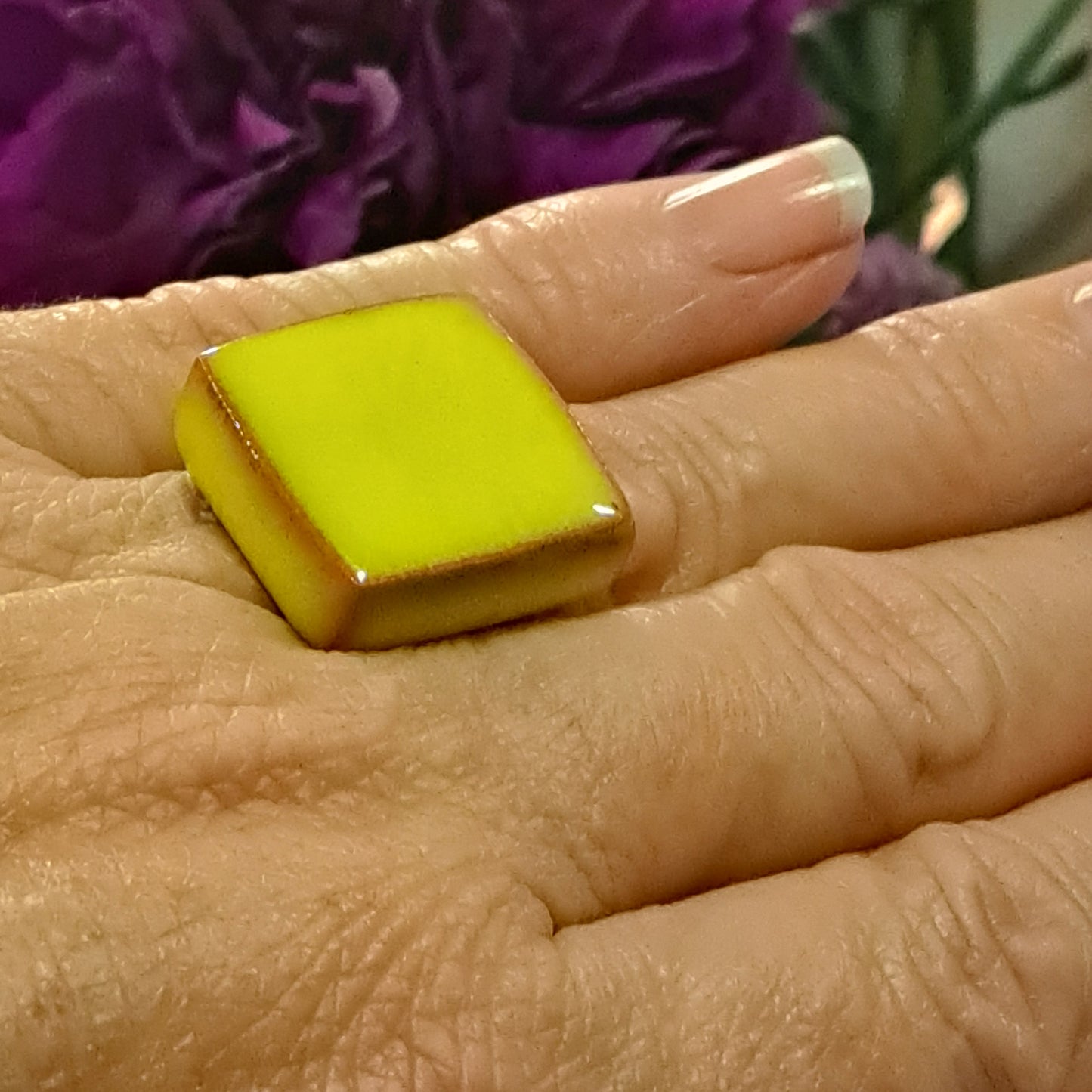 Bague Cubik carrée vert anis CHRISTINE ALLOING