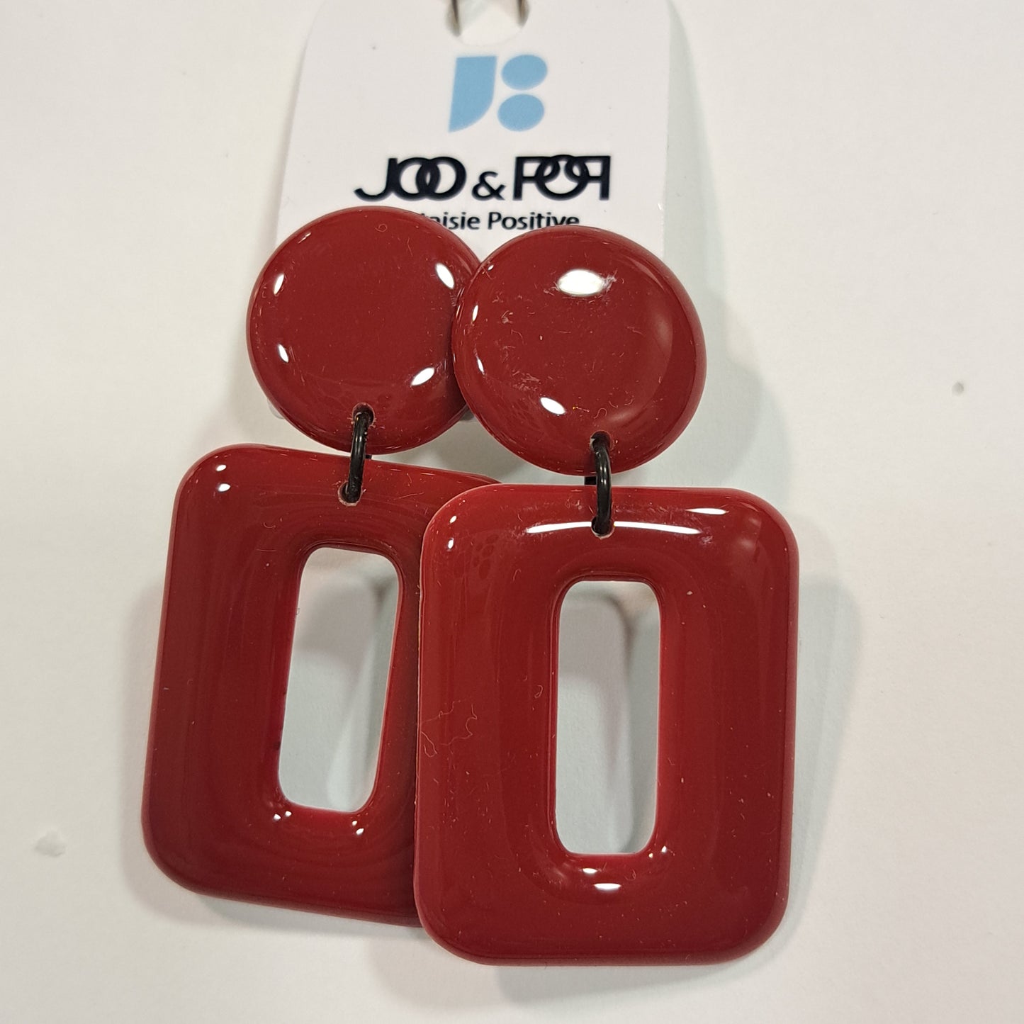 Boucles percées Rectangle PM rouge bordeaux THIERRY JOO