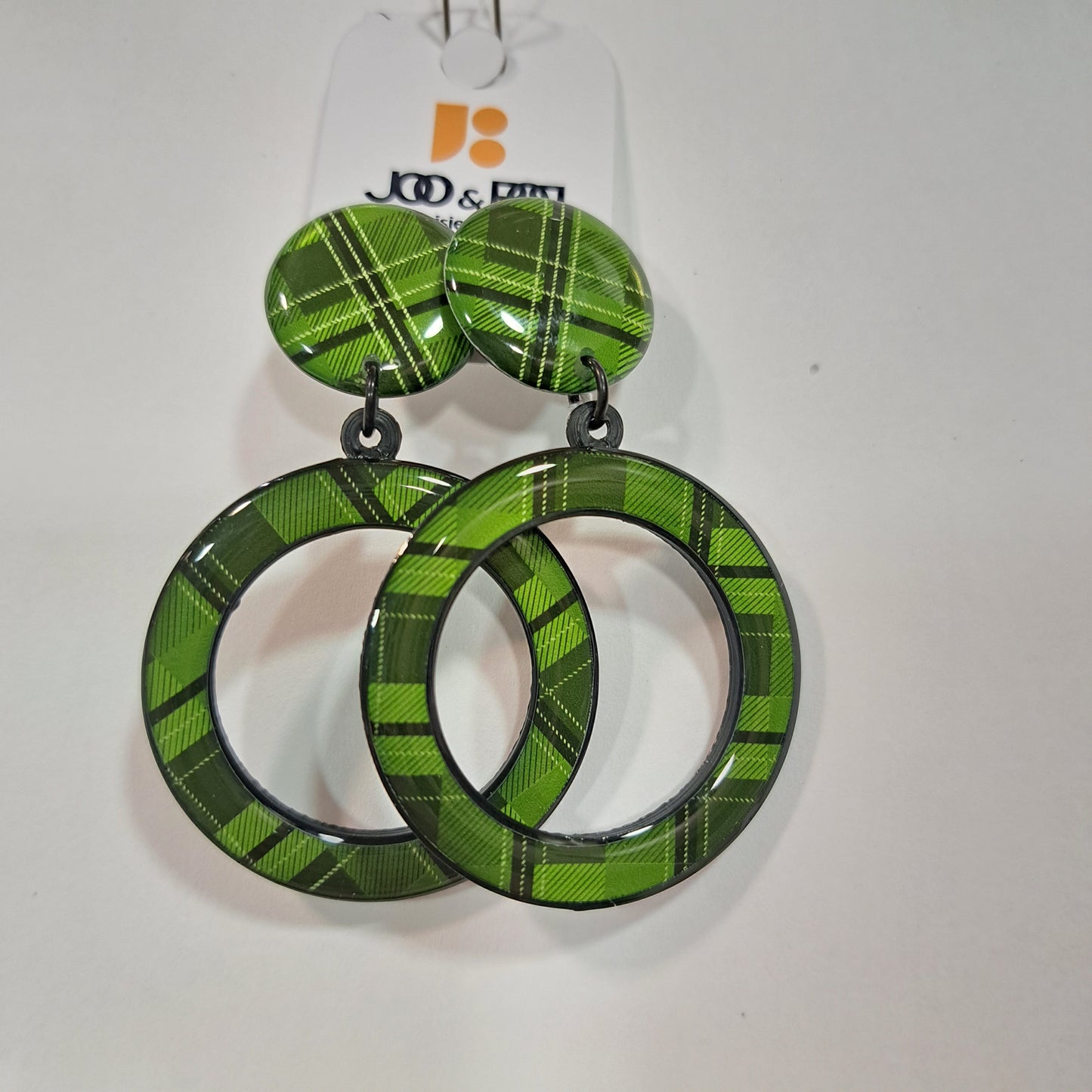 Boucles percées Créole écossais vert THIERRYJOO