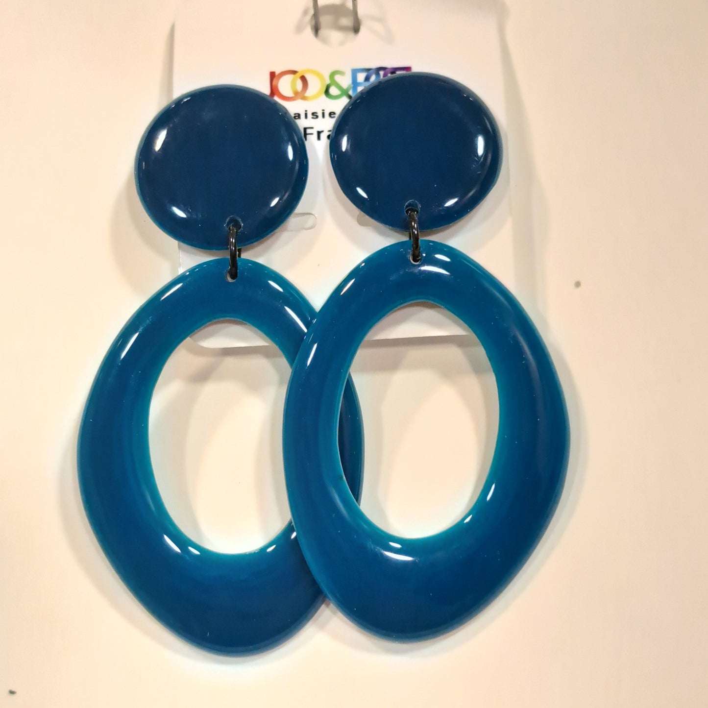 Boucles clips Ovale bleu canard THIERRY JOO