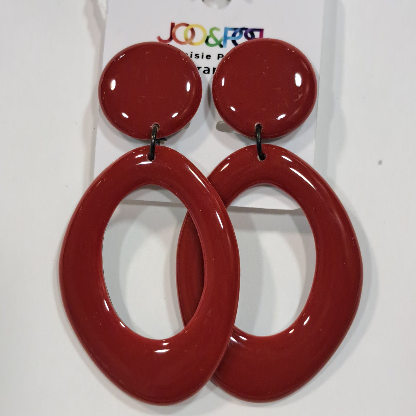 Boucles clips Ovale rouge bordeaux THIERRY JOO