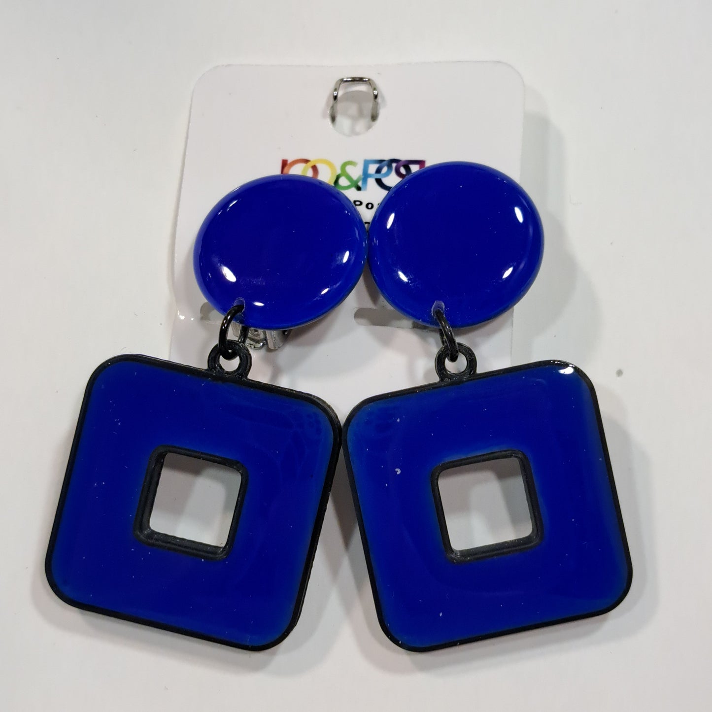 Boucles clips Carré bleu dur THIERRY JOO