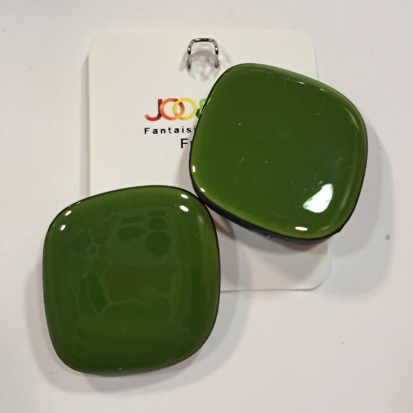 Boucles clips Losange vert kaki THIERRY JOO