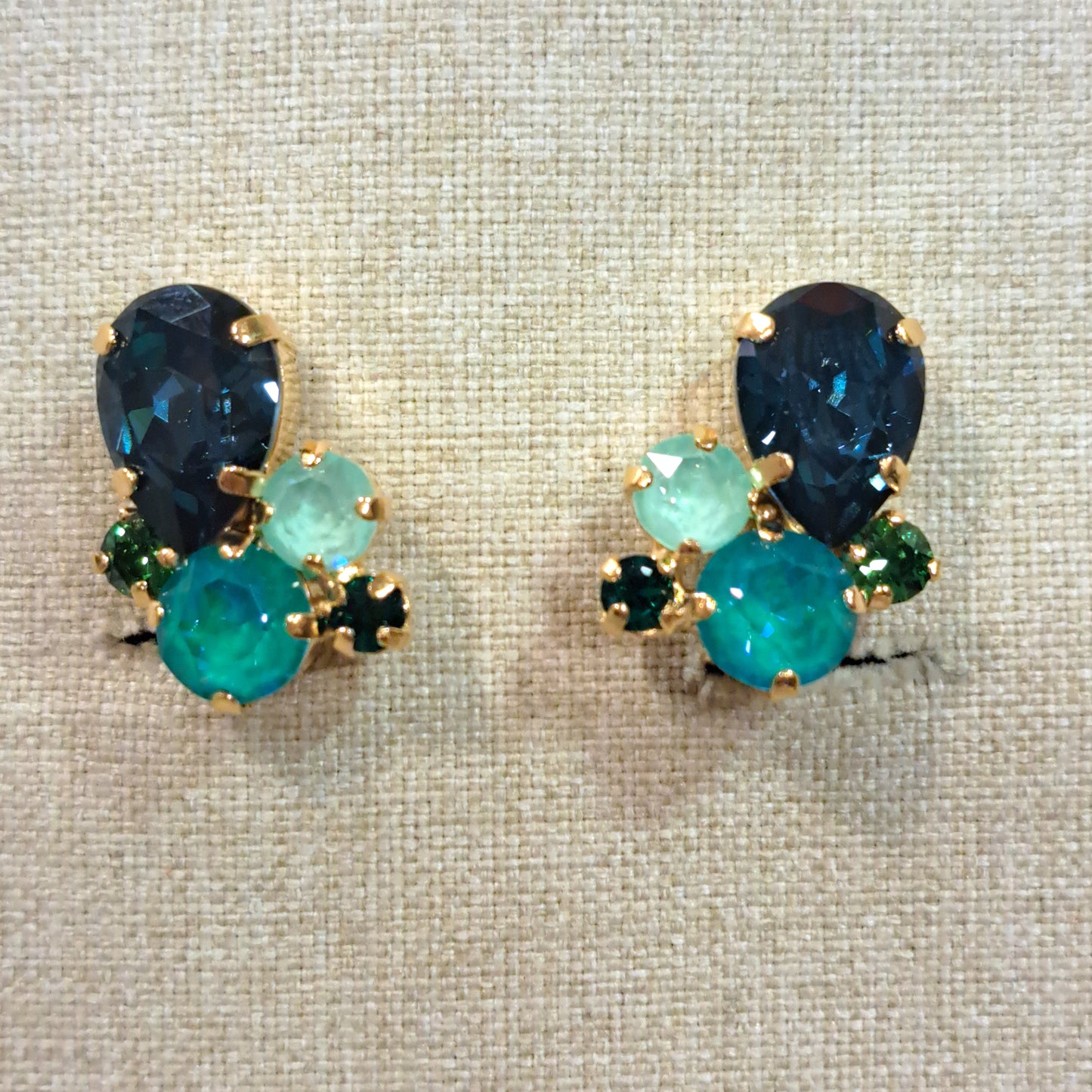 Boucles clips bleu vert CREZUS