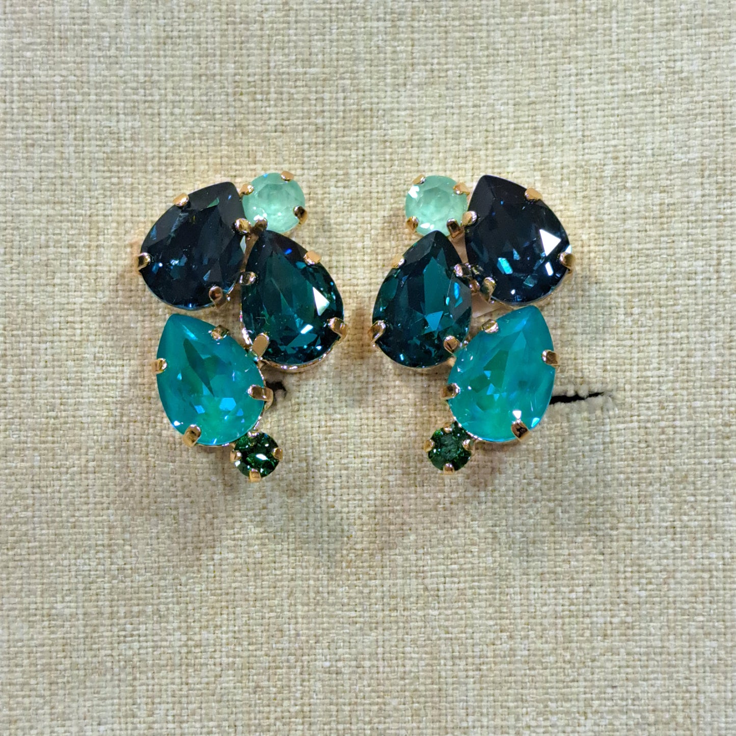Boucles clips bleu vert CREZUS