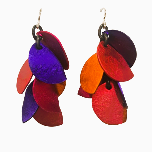 Boucles percées Feuilles rose, orange et violet OANA MILLET