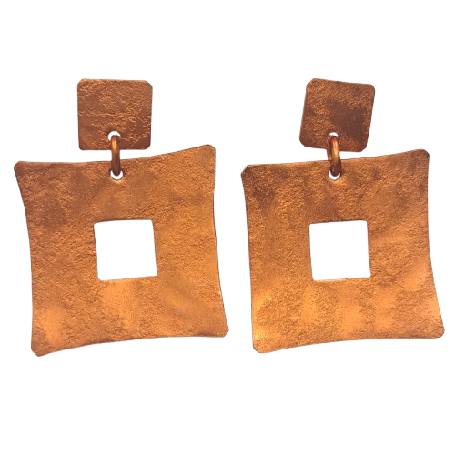 Boucles percées Carré orange OANA MILLET