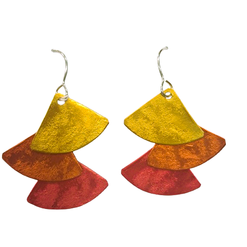 Boucles percées Eventails jaune, orange et rouge OANA MILLET