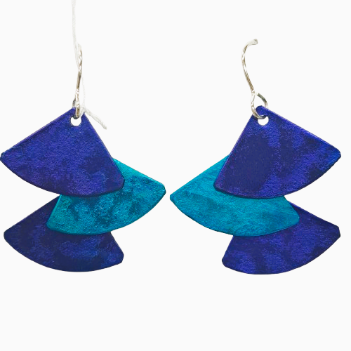 Boucles percées Eventails bleu OANA MILLET