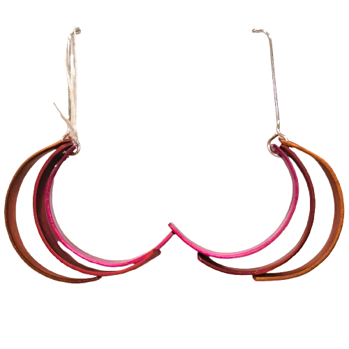 Boucles percées Virgules orange, rouge et rose OANA MILLET