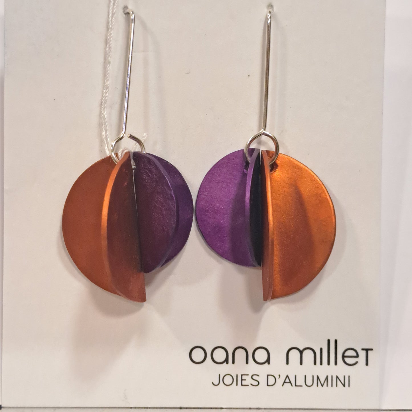 Boucles percées Demi-Lune orange violet OANA MILLET