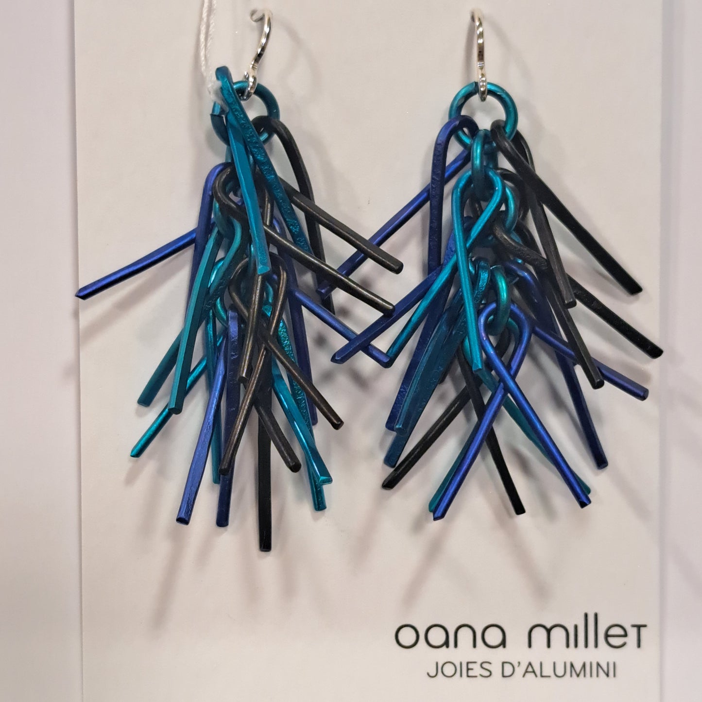 Boucles percées Trombones bleu noir OANA MILLET