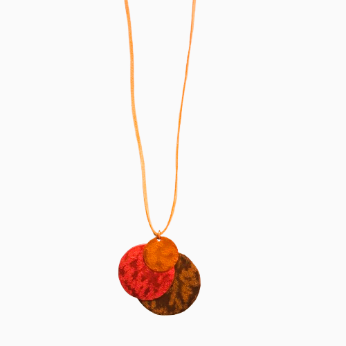 Collier sautoir Lunes orange, rouge et cuivre OANA MILLET