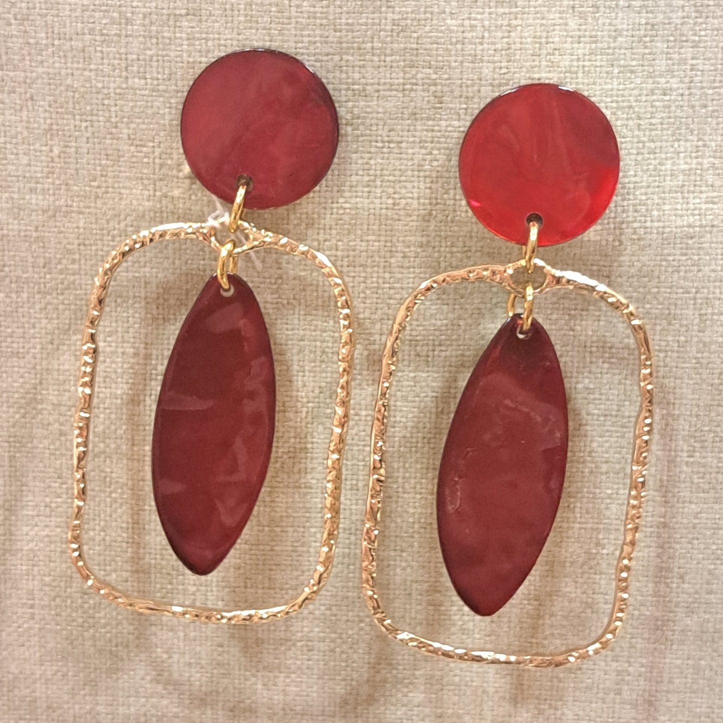 Boucles clips Rectangle rouge LA PETITE SARDINE