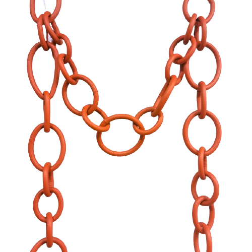 Collier sautoir Maillons orange cuivre Fancy