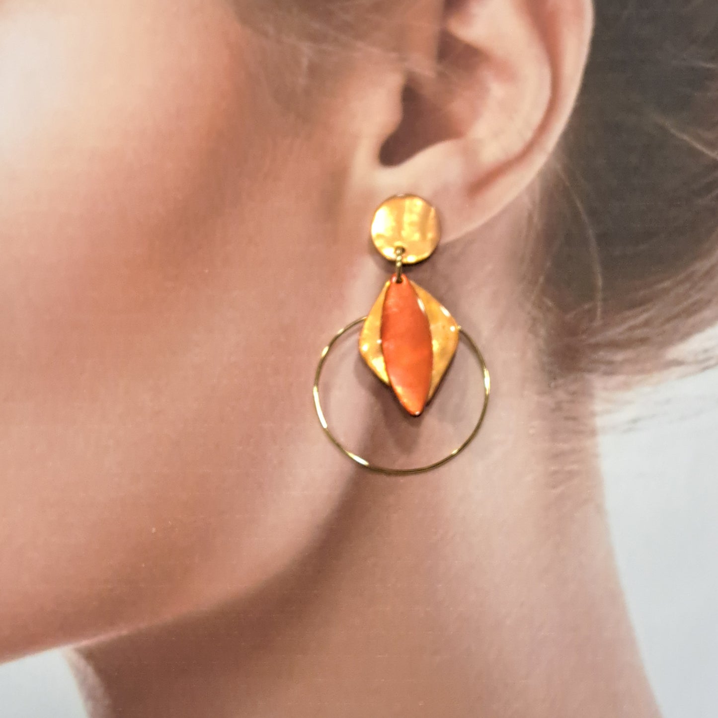 Boucles percées Losange orange LA PETITE SARDINE