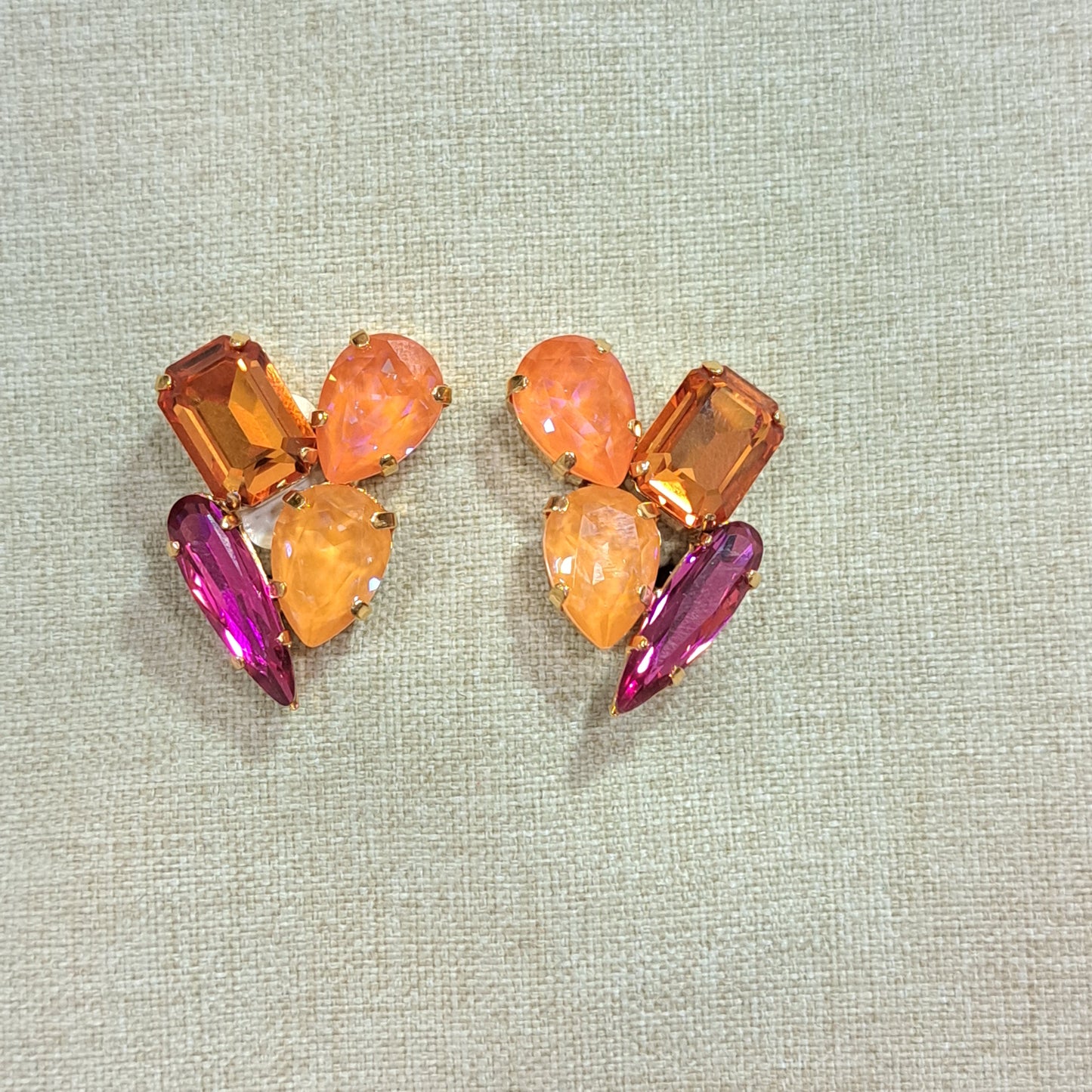 Boucles clips orange rose CREZUS