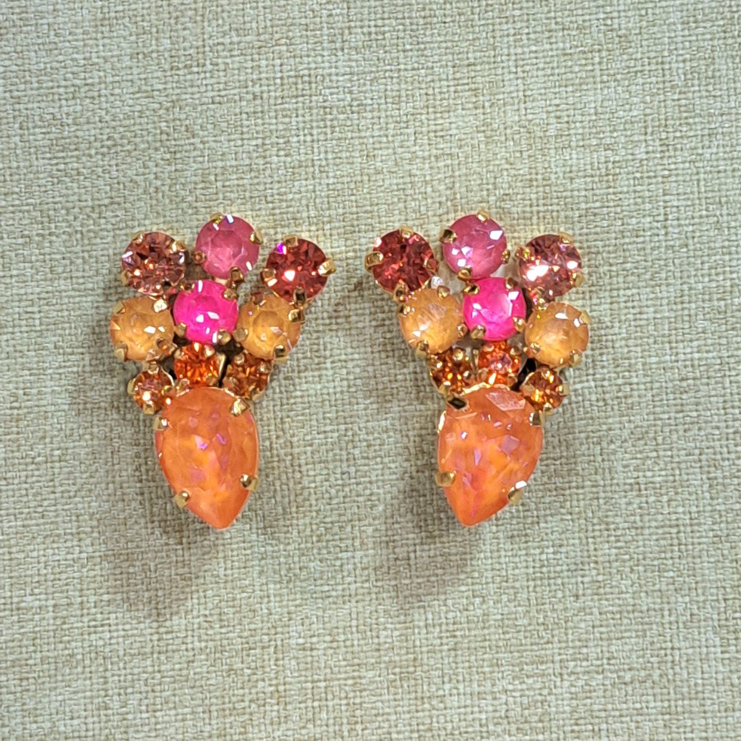 Boucles clips orange rose CREZUS