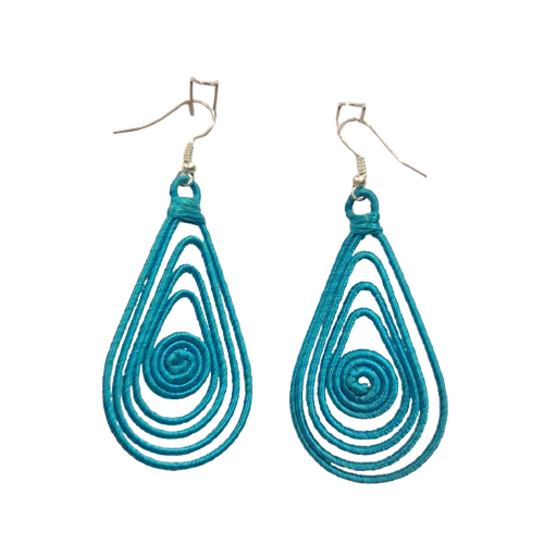 Boucles percées Laurier bleu turquoise NAF BIJOUX