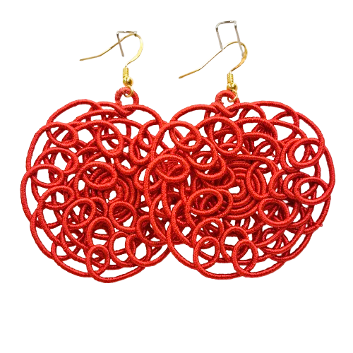 Boucles percées Fili XXL rouge NAF BIJOUX