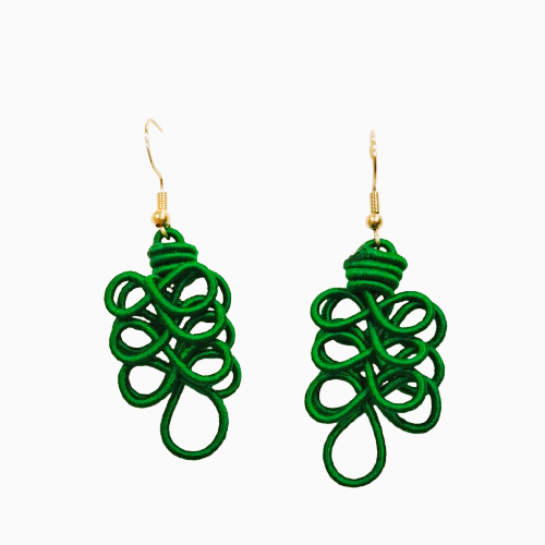 Boucles percées Assane vert NAF BIJOUX