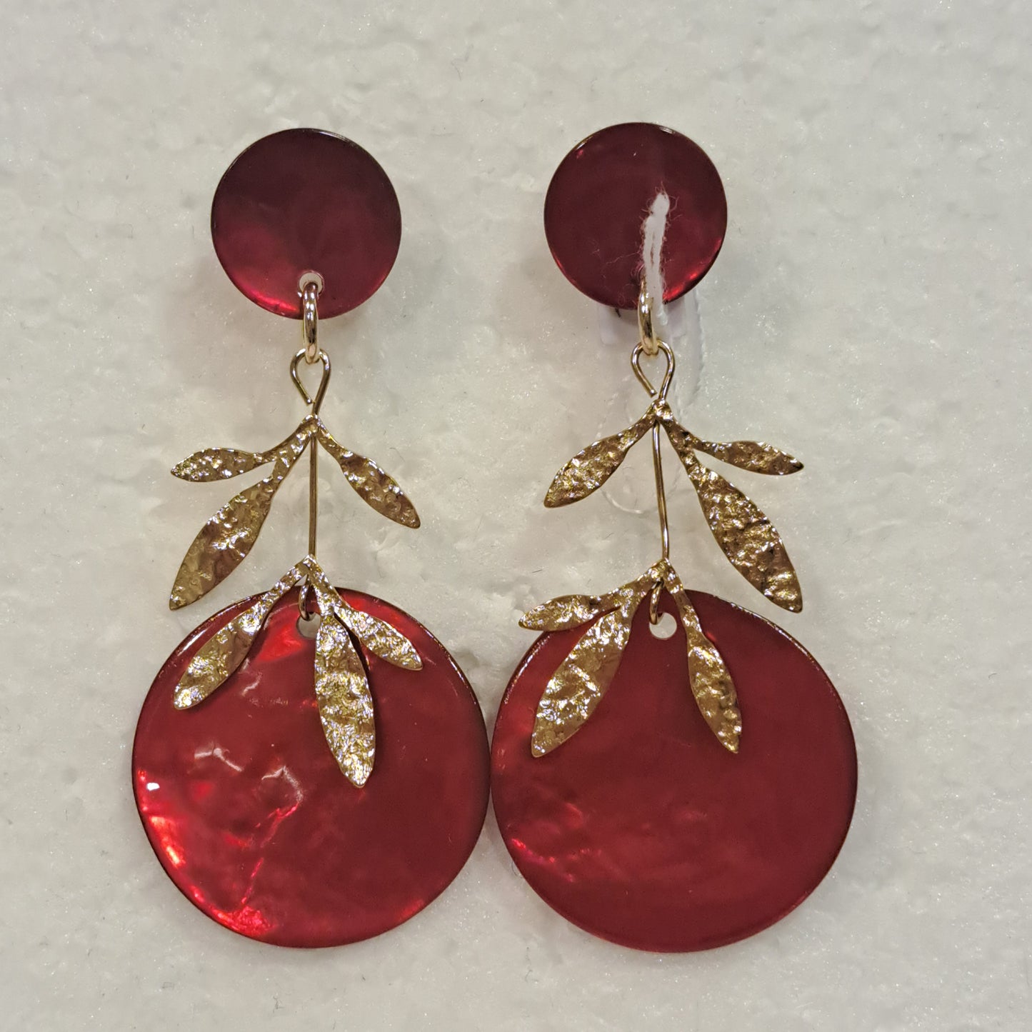 Boucles percées Feuilles rouge LA PETITE SARDINE