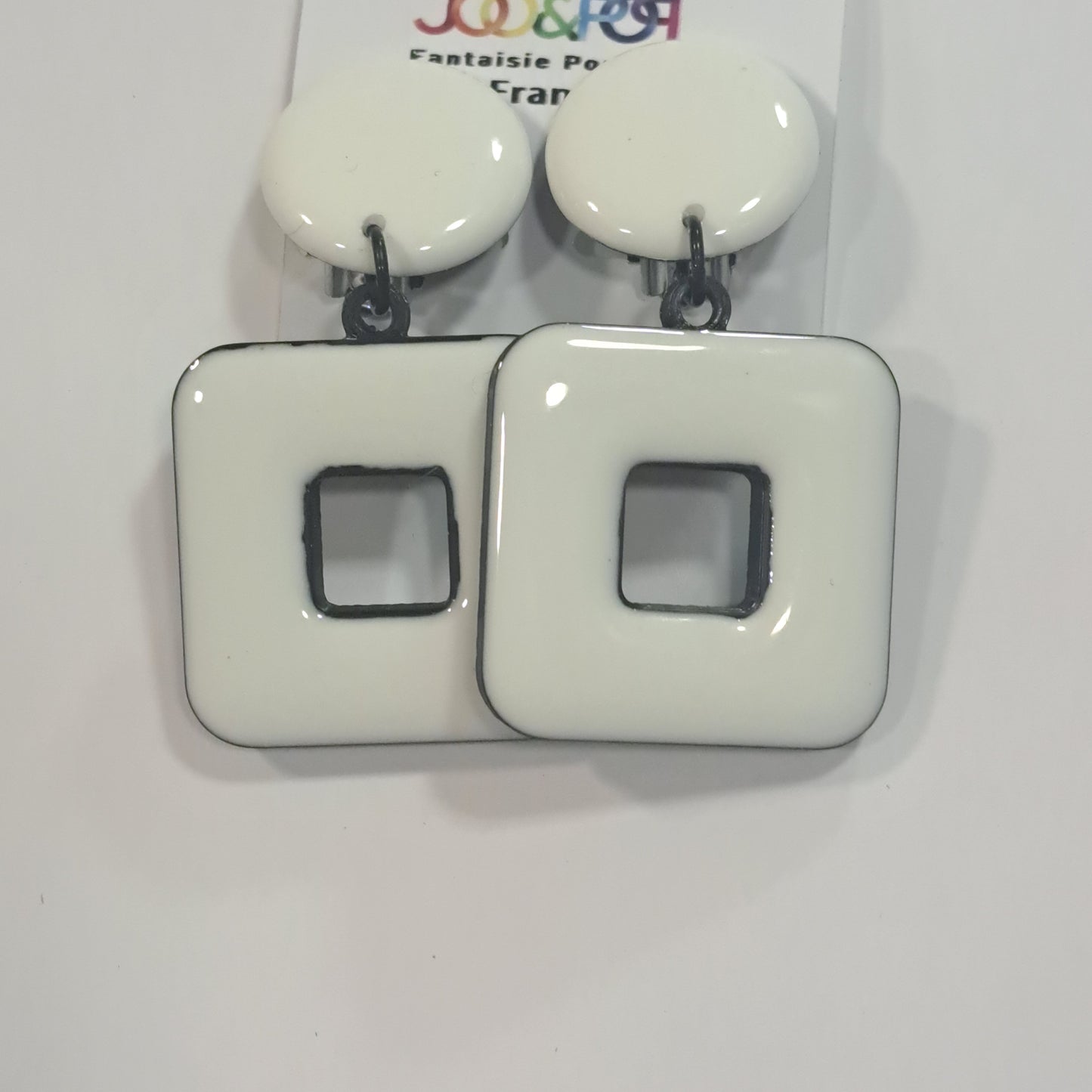 Boucles clips Carré blanc THIERRY JOO