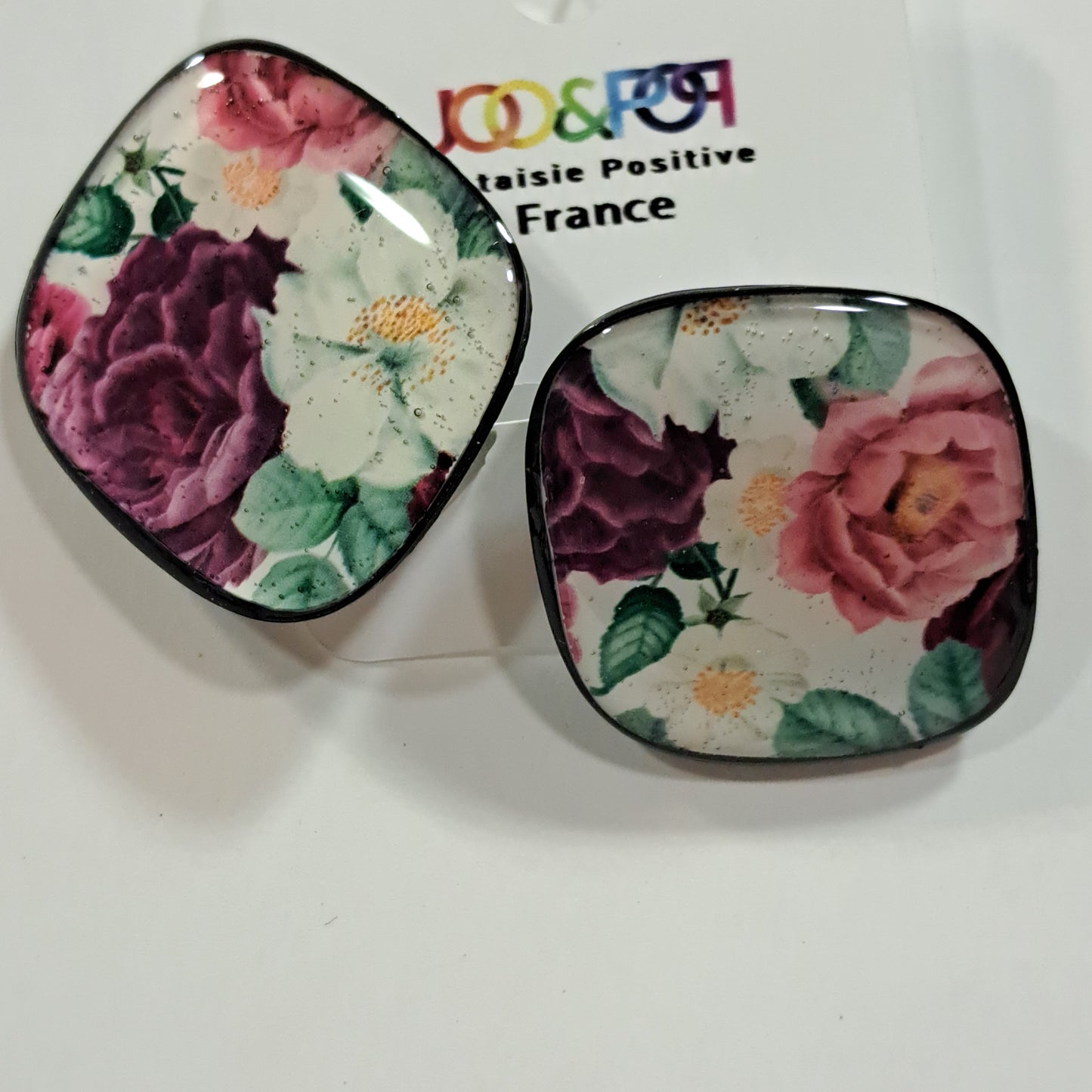 Boucles clips Losange Fleurs THIERRY JOO