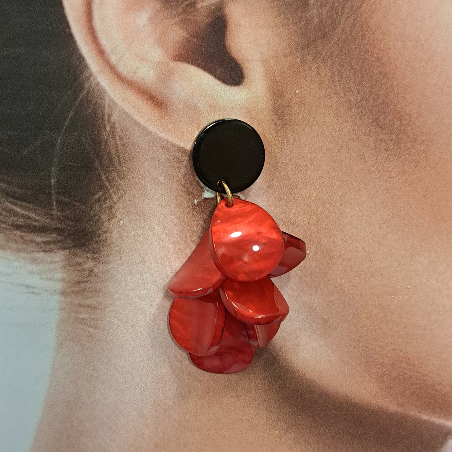 Boucles clips Pétales PM rouge CLEDOR