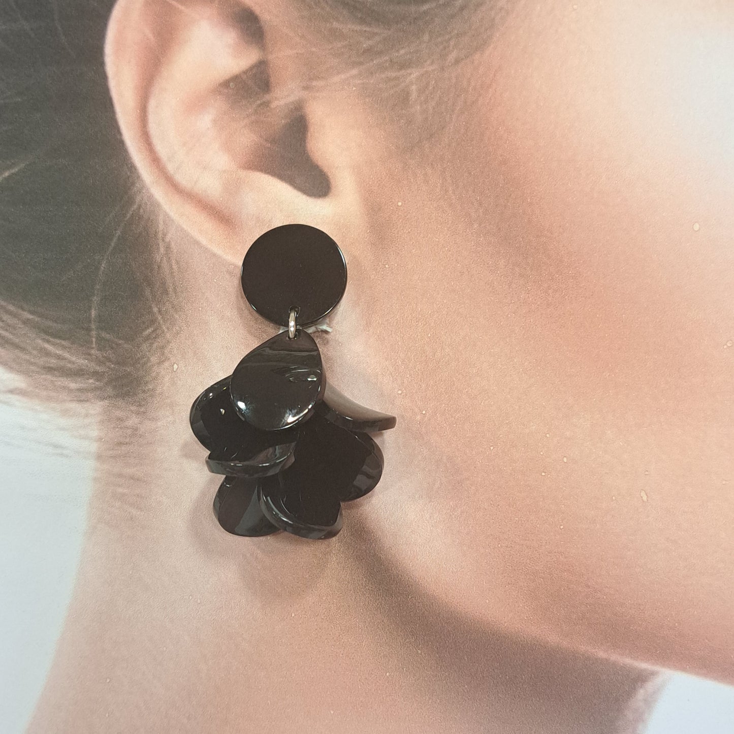 Boucles clips Pétales PM noir CLEDOR