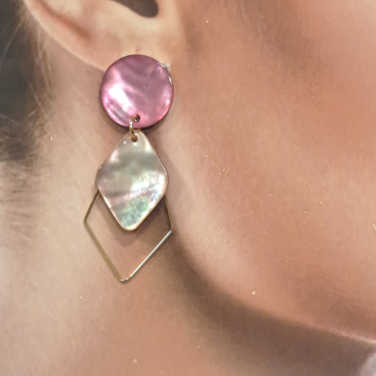 Boucles clips Losange rose LA PETITE SARDINE