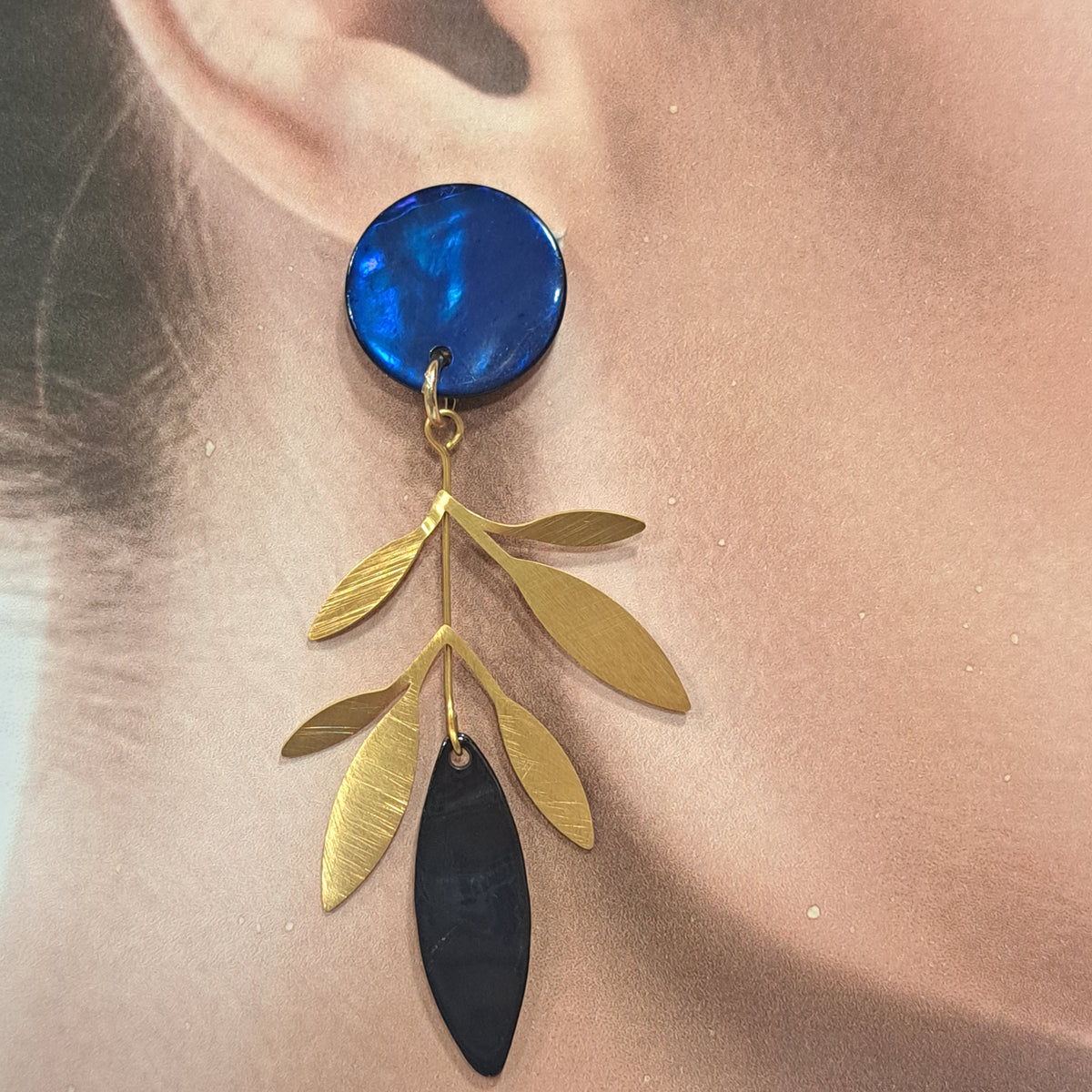 Boucles clips Feuilles bleu marine LA PETITE SARDINE
