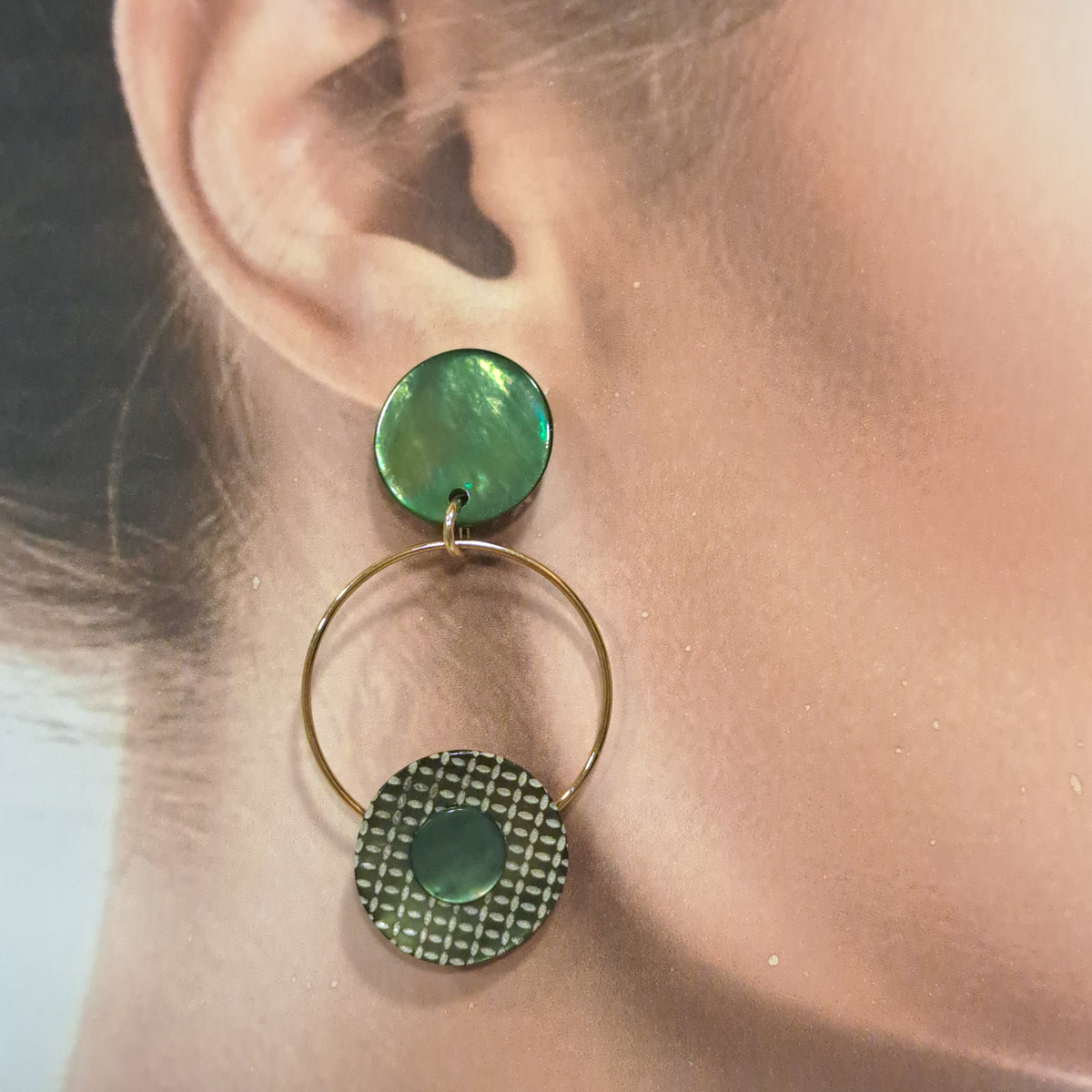 Boucles clips Gravé vert LA PETITE SARDINE