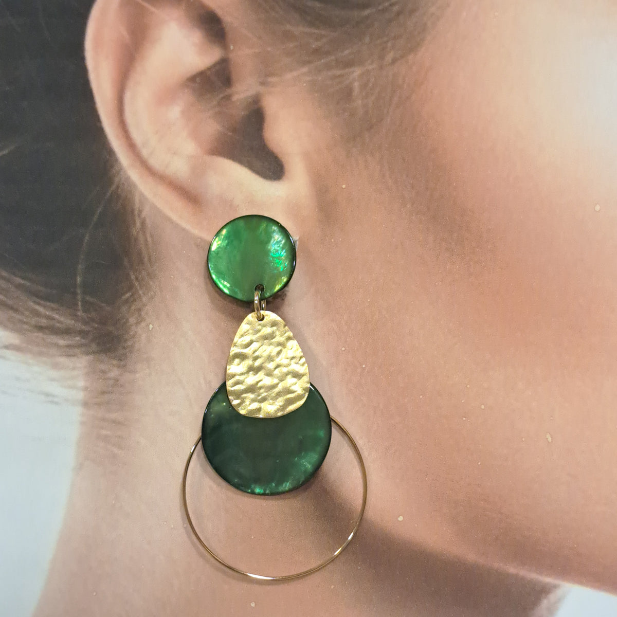 Boucles clips Martelé vert LA PETITE SARDINE