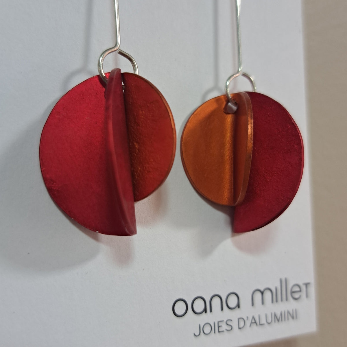 Boucles percées Demi-Lune rouge ORANGE OANA MILLET