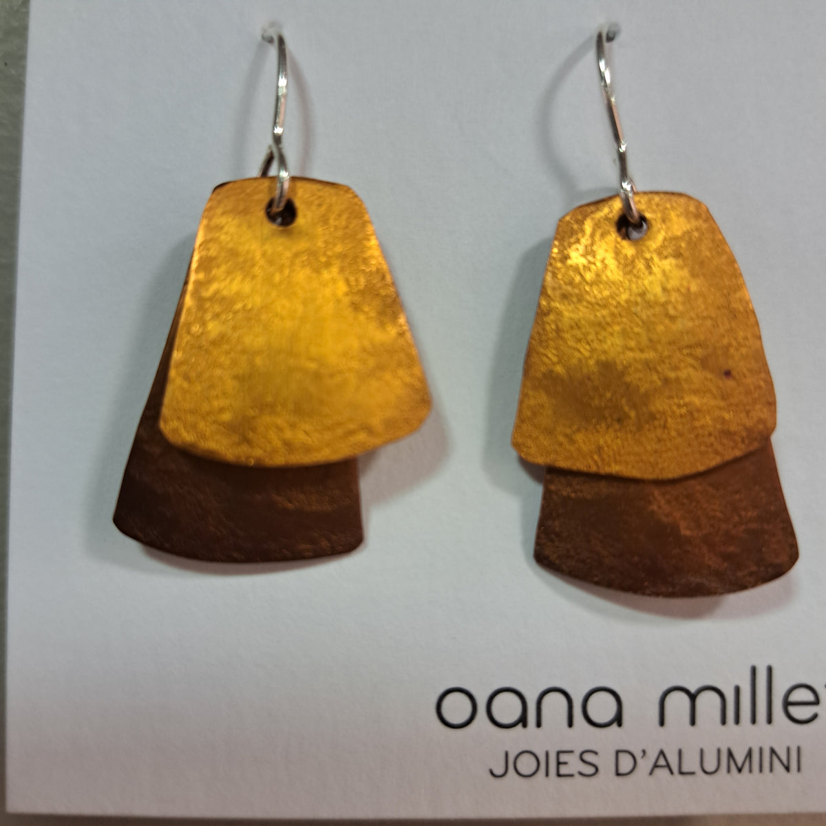 Boucles percées Trapèzes cuivre jaune OANA MILLET