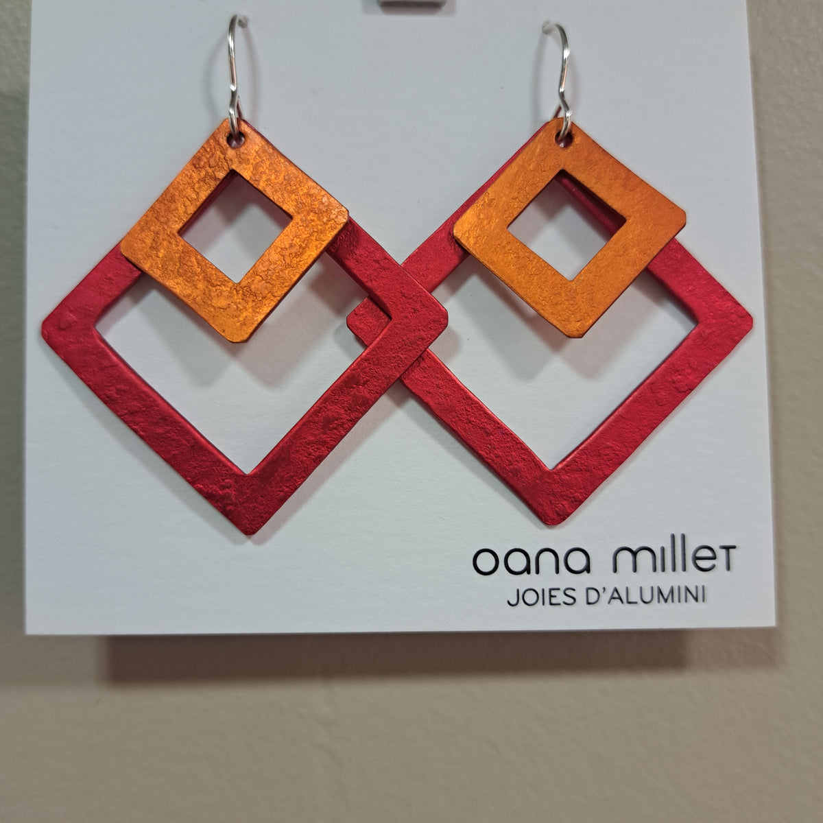 Boucles percées Losanges rouge et orange OANA MILLET