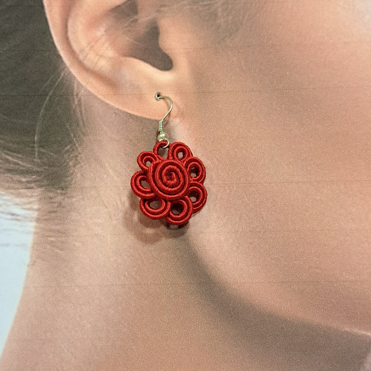 Boucles percées Coli rouge NAF BIJOUX
