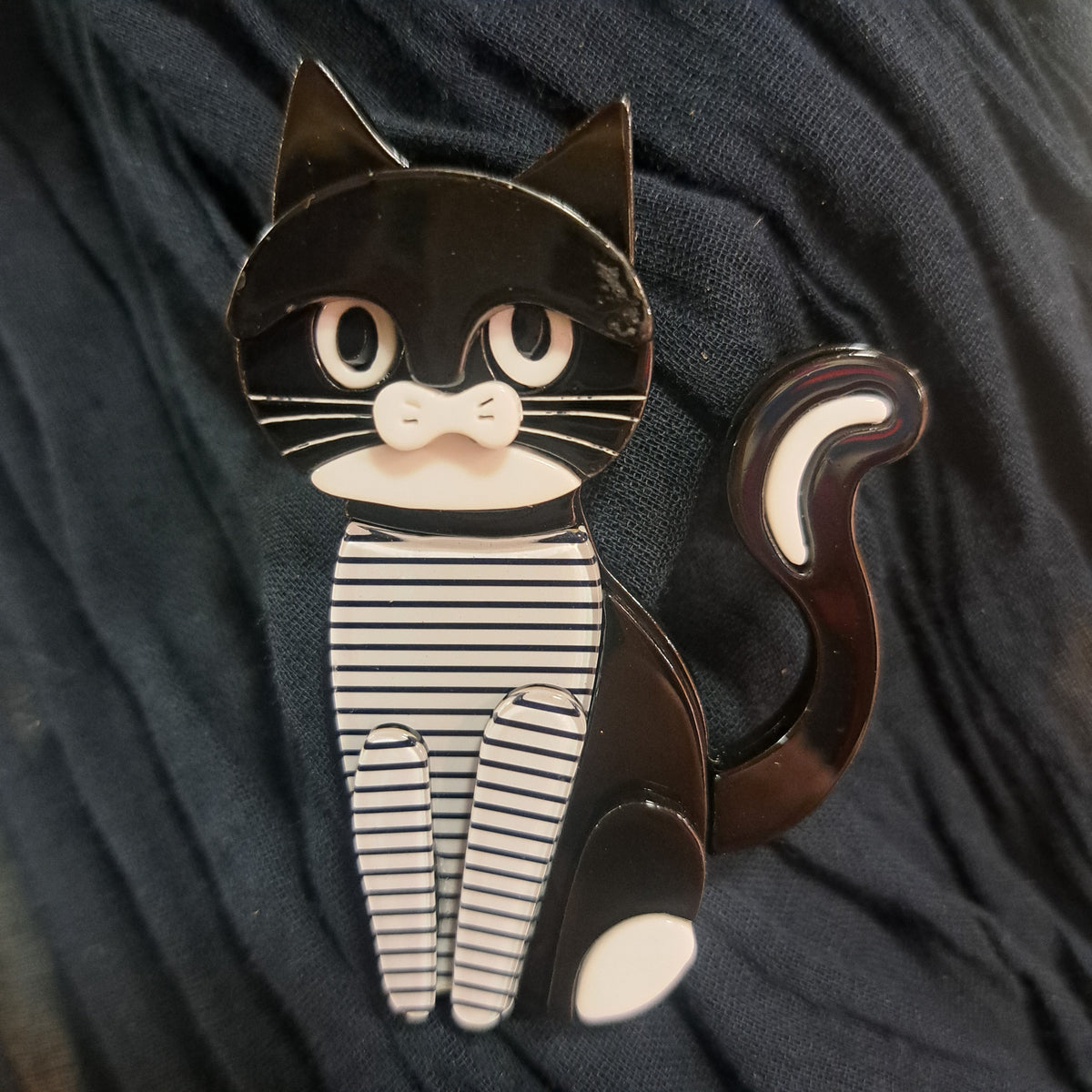 Broche Chat noir blanc CLEDOR