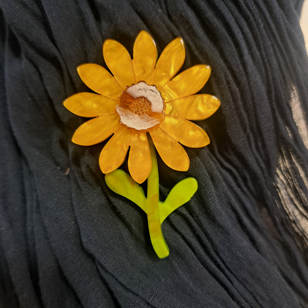 Broche Tournesol jaune CLEDOR