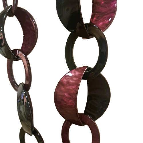 Sautoir Maillons Capsules prune et noir CLEDOR