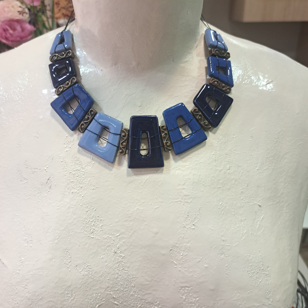 Collier Trapèze bleu CHRISTINE ALLOING