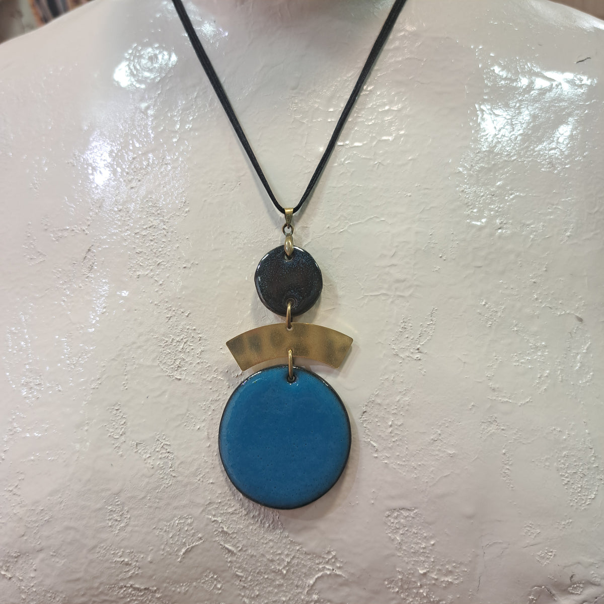 Collier pendentif Trio Rond bleu CHRISTINE ALLOING