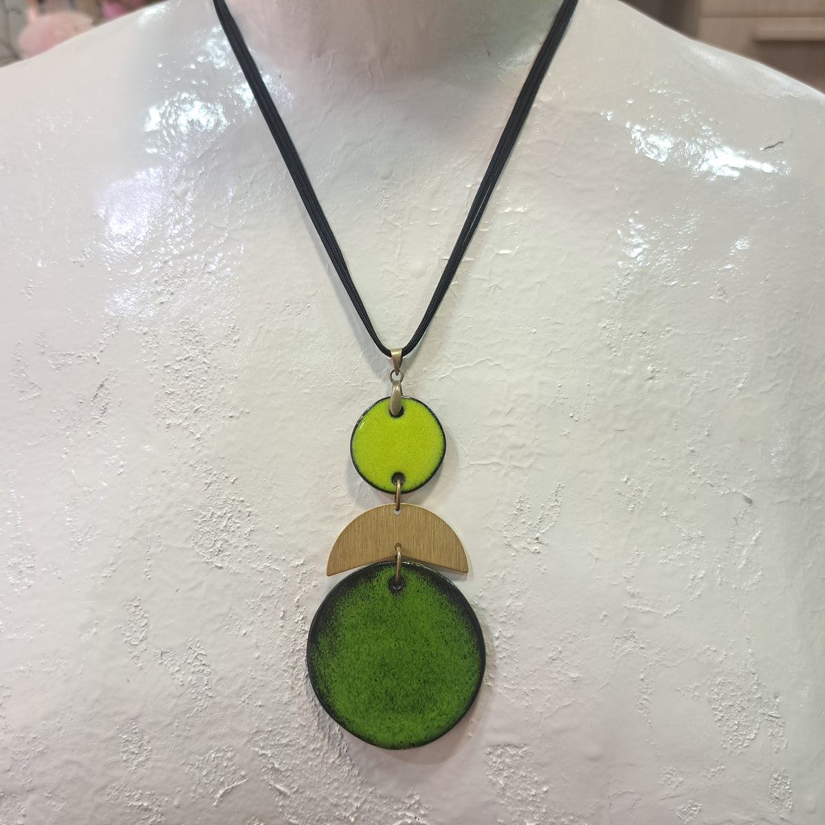 Collier pendentif Trio Rond vert CHRISTINE ALLOING