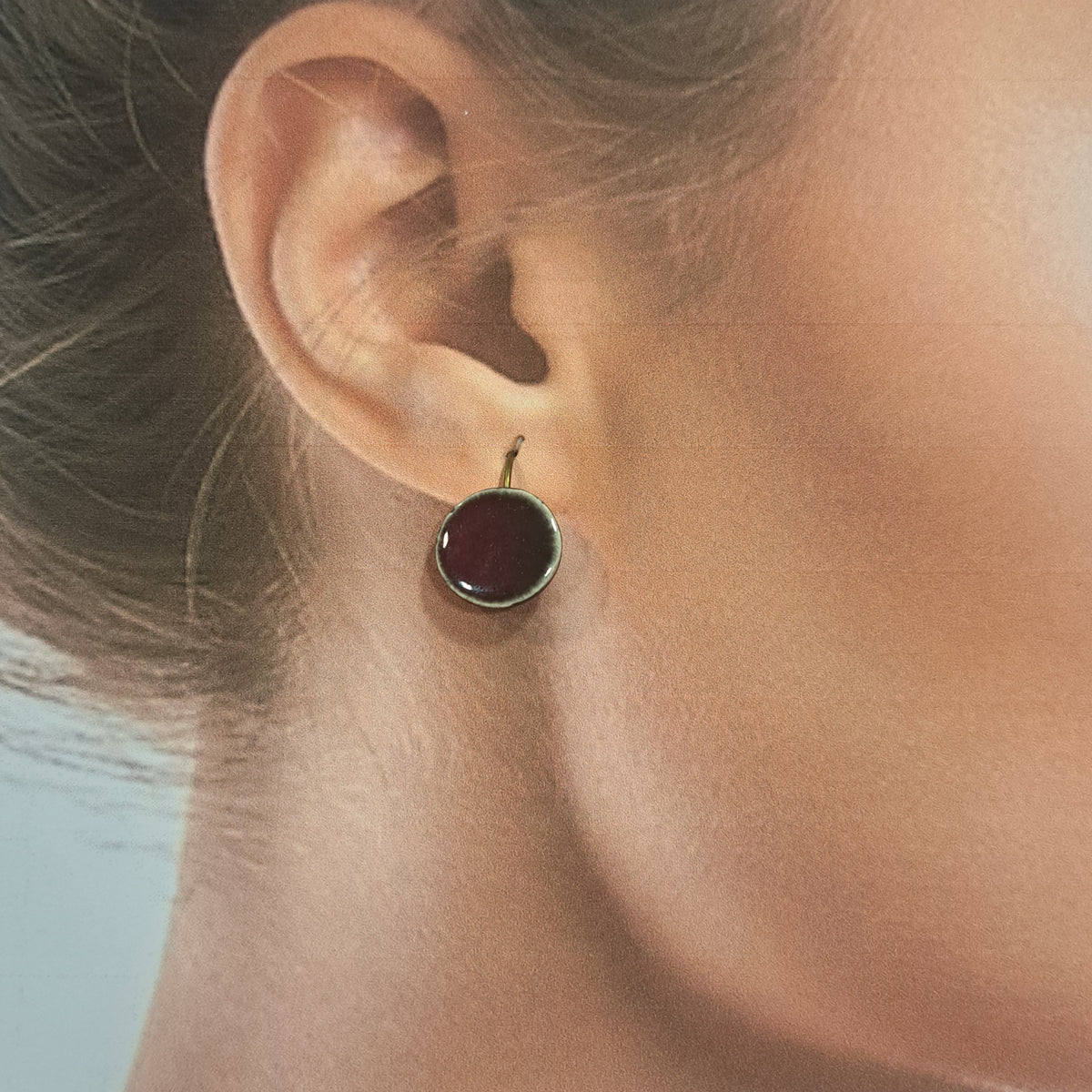 Boucles percées Graphic Rond PM marron CHRISTINE ALLOING