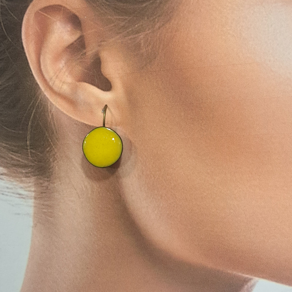 Boucles percées Graphic Rond jaune CHRISTINE ALLOING