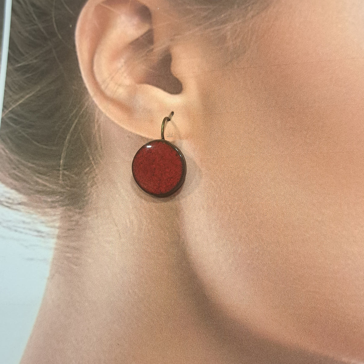 Boucles percées Graphic Rond rouge foncé CHRISTINE ALLOING