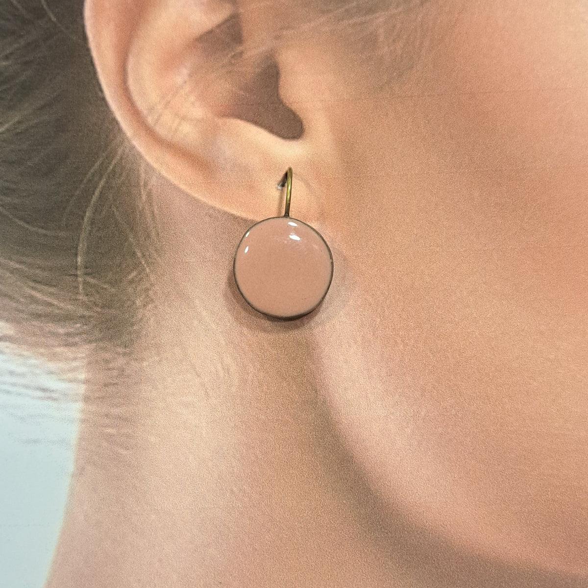 Boucles percées Graphic Rond rose thé CHRISTINE ALLOING