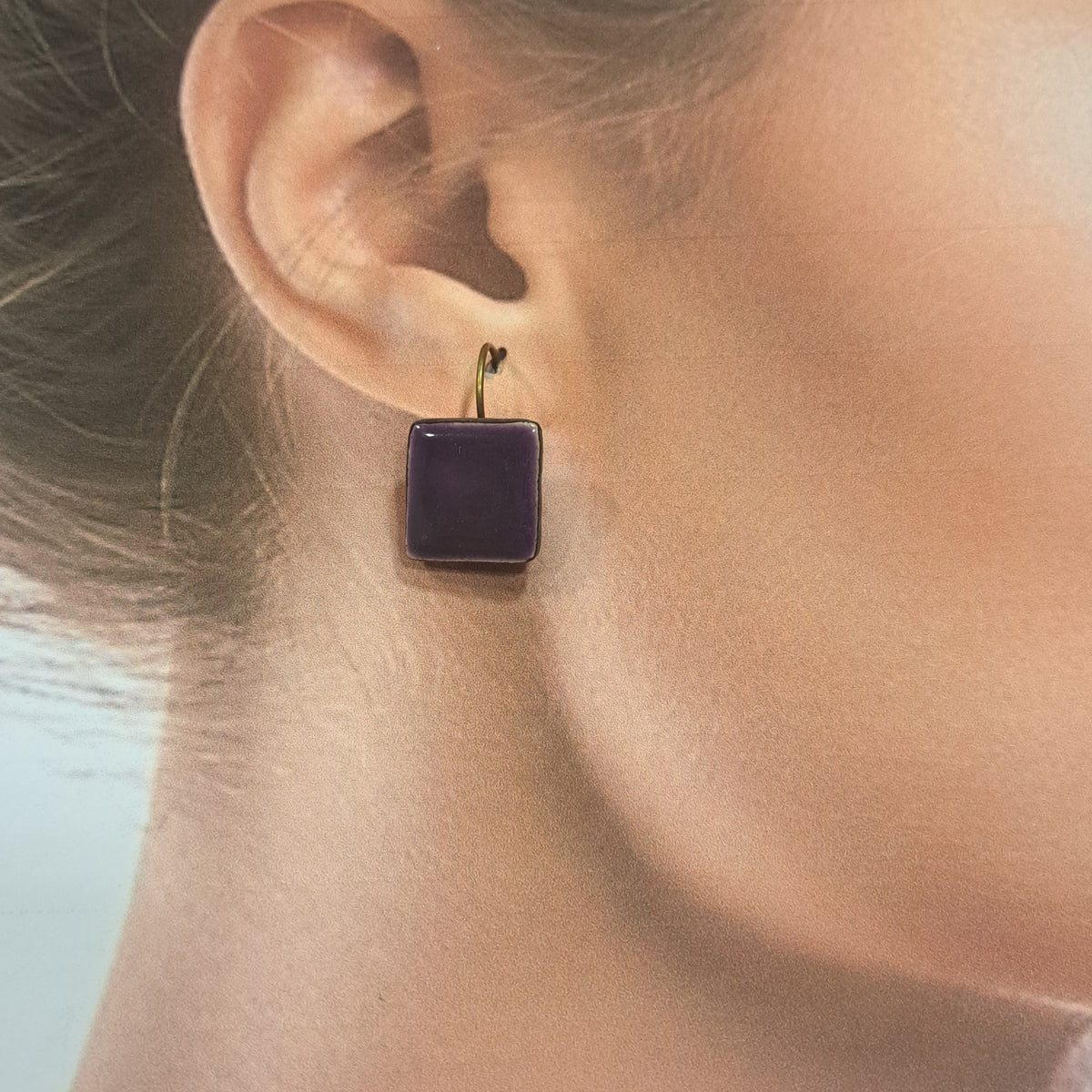 Boucles percées Graphic Carré violet CHRISTINE ALLOING